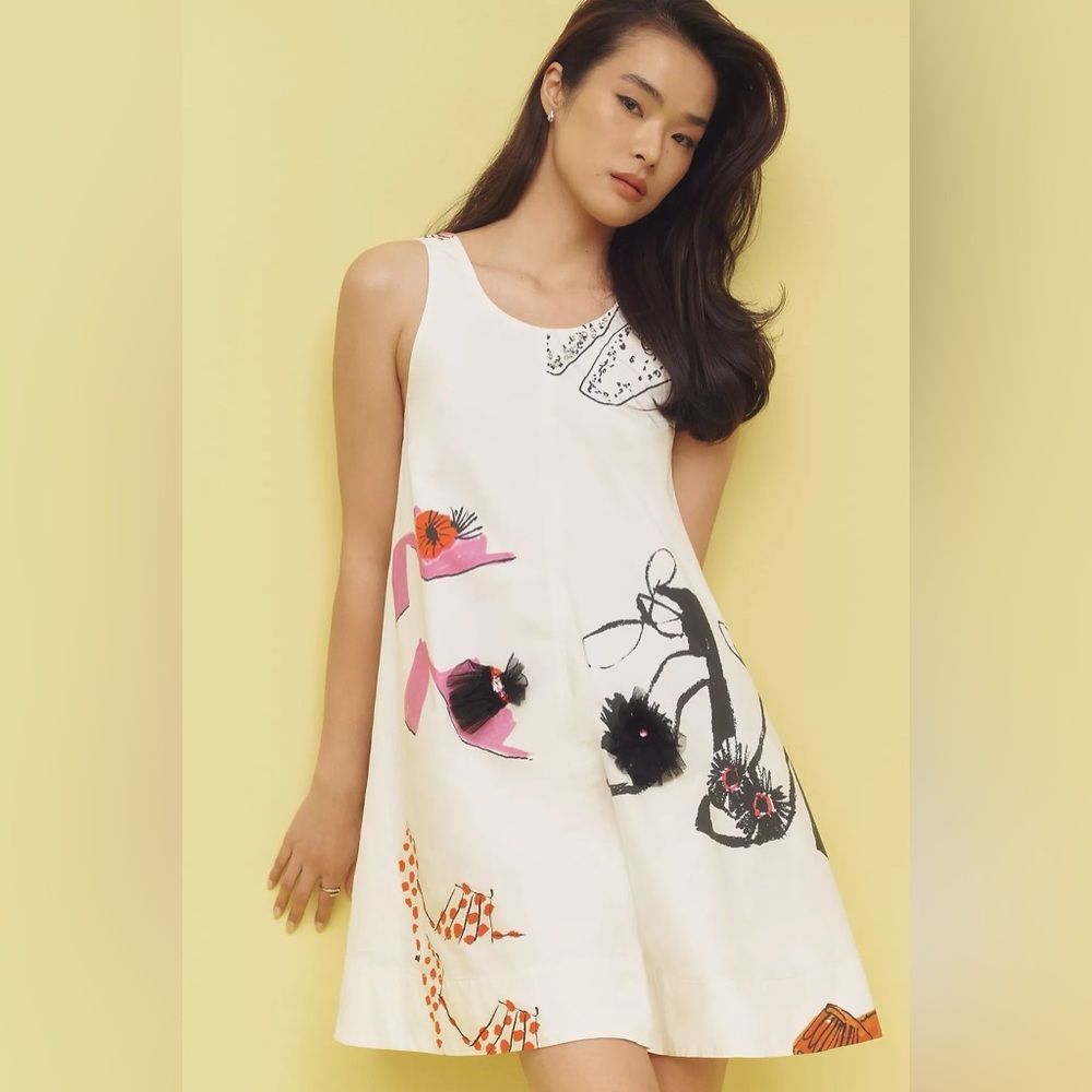 🦄HTF🦄 NWT Anthropologie The Keiko Mini Dress: Danielle Kroll Edition, Size S